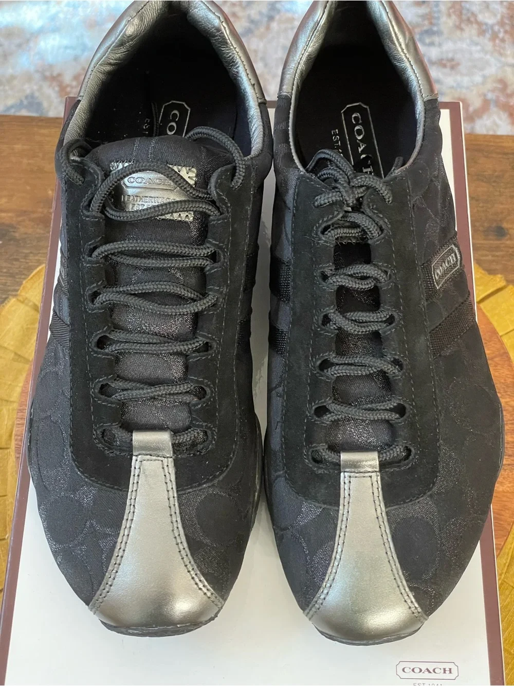 COACH Katelyn Y2K Black Signature Jacquard Sneakers Size 10